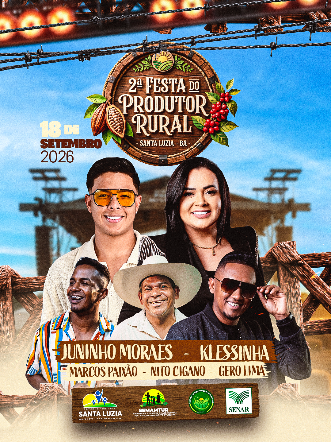 Santa Luzia se prepara para a 2ª Festa do Produtor Rural com shows de Juninho Moraes, Klessinha e muito mais em 18 de setembro