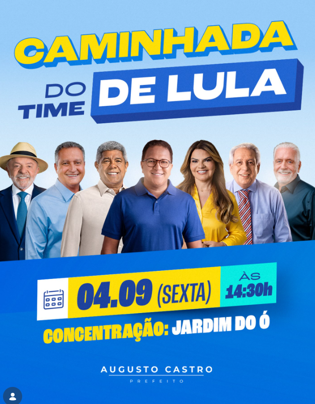 Prefeito Augusto Castro confirma “Caminhada do Time de Lula” em Itabuna