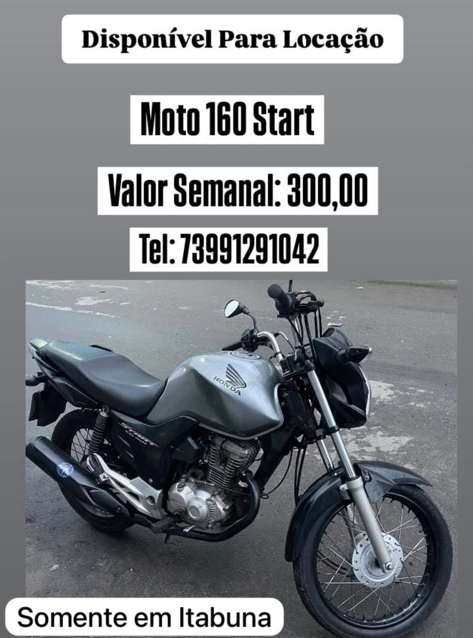Moto 160 Start disponível para locação em Itabuna.
