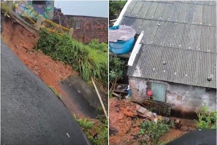 Chuva forte provoca deslizamento de terra e alagamentos em bairros de Ilhéus
